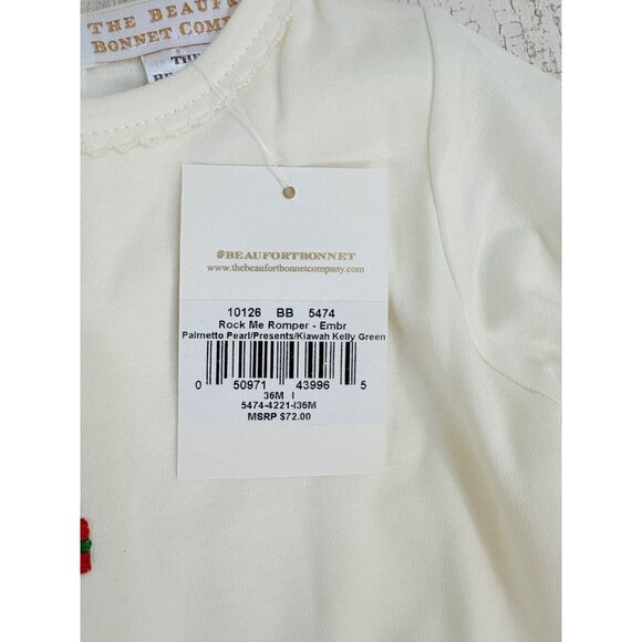 The Beaufort Bonnet Company Rock Me Romper Embroidered Presents 3 to 6 M NWT - Picture 5 of 8